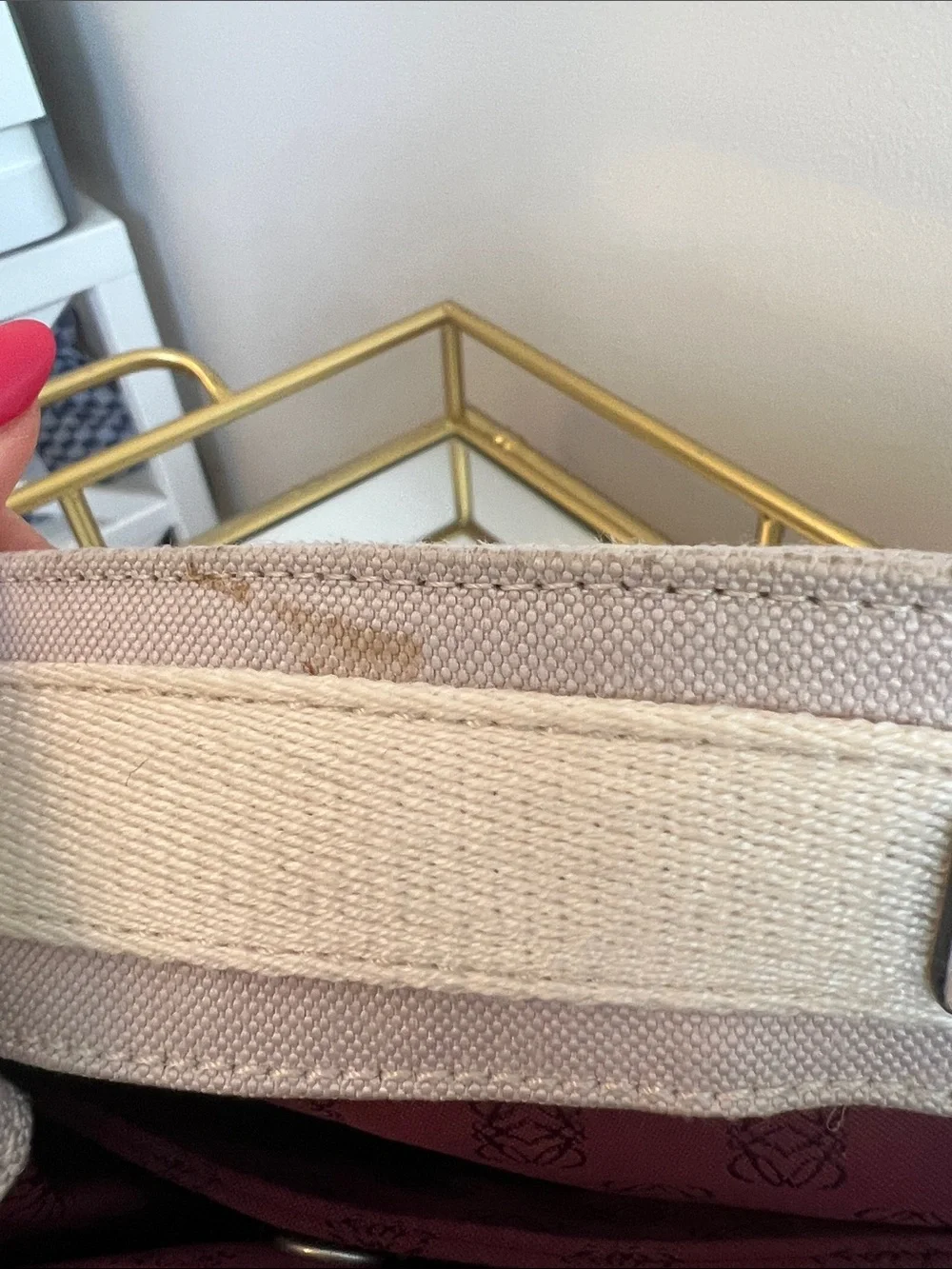Loewe Canvas Logo Patch with Plum Monogram Interior Lining